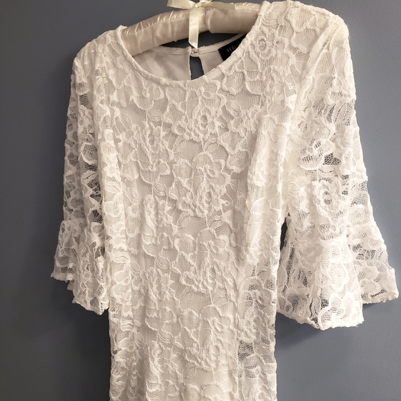 🌷Perceptions Petite white lace dress size medium - Picture 3 of 9
